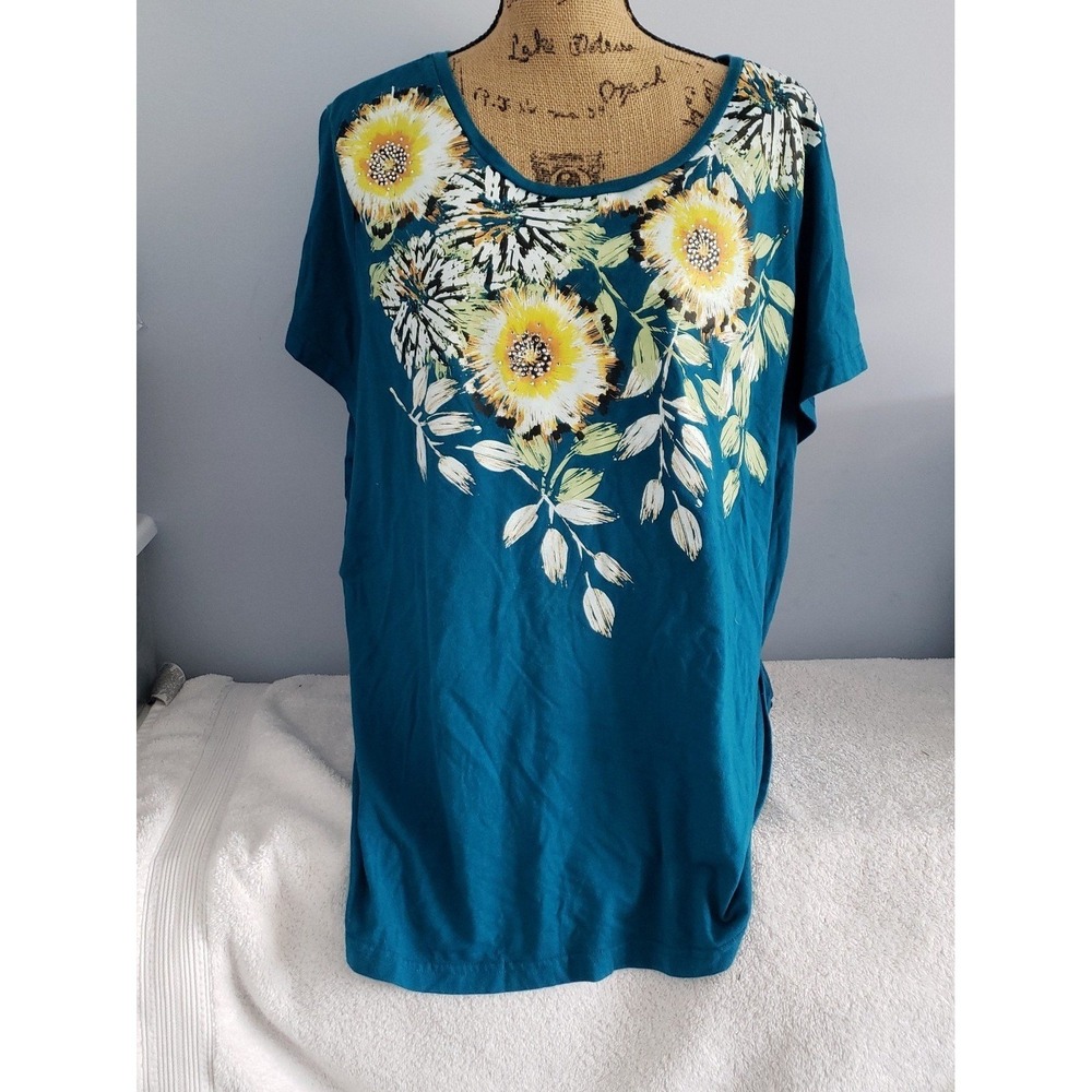 Basic Edition Womans Plus Blouse Short‎ Sleeve Size 2X